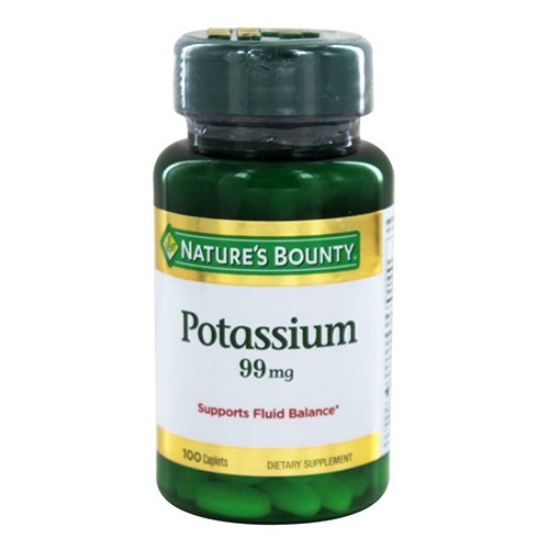 Natures Bounty Potassium Gluconate 99 Mg Supplement Caplets, 100 Ea, 6