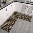 thumbnail image 3 of Set of 2 Boho Kitchen Mats - Modern Farmhouse Rugs with Moroccan Design - Non-Skid, Absorbent, with Rubber Bottom (Black, 17x47+17x30), 3 of 7
