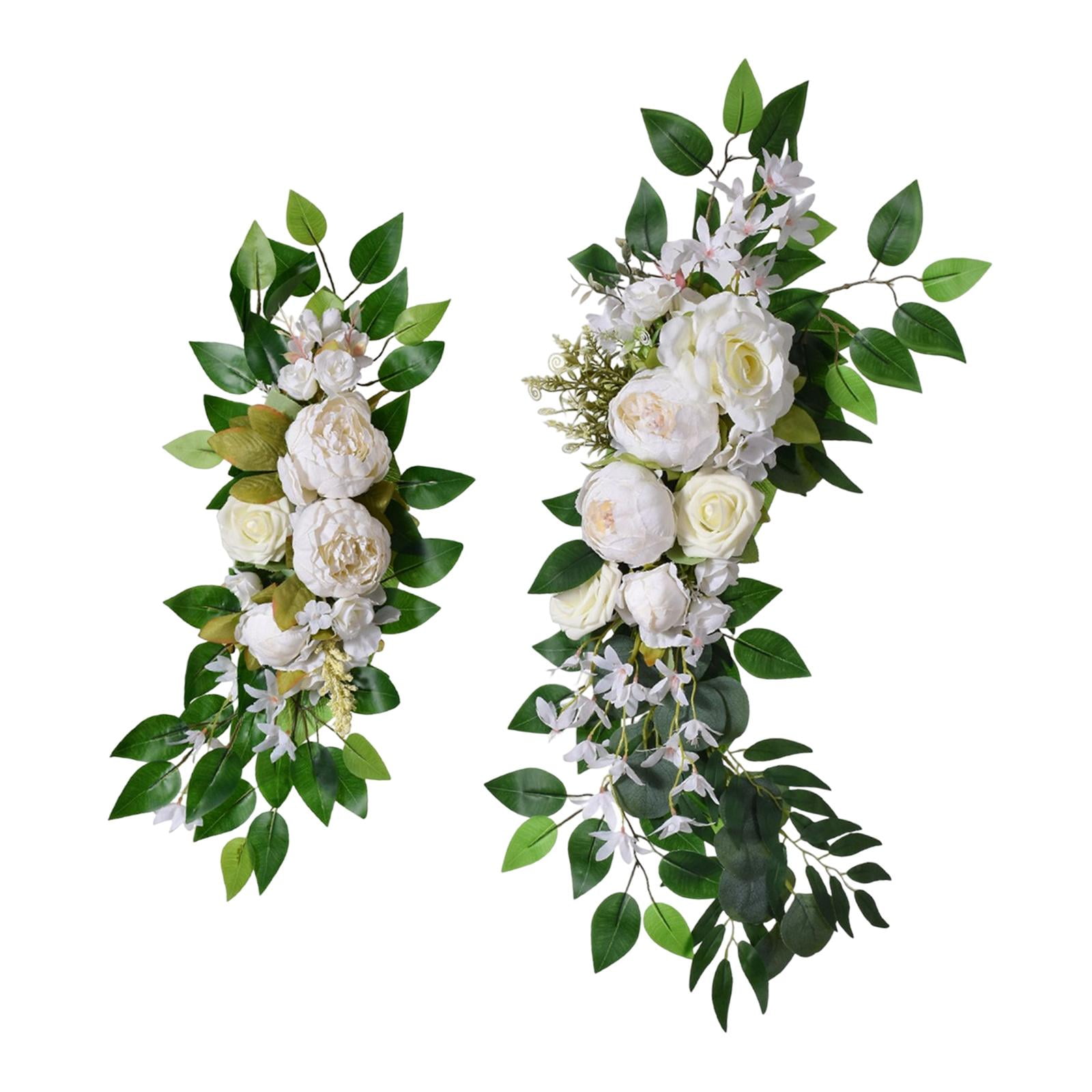 2Pcs Handmade Wedding Arch Flower Silk Flowers Garland Hanging Rustic