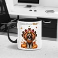 thumbnail image 4 of Happy Thanksgiving Wirehaired Pointing Griffon Turkey Costume Pumpkins Autumn Leaves 11oz Accent Two-tone Mug Dog Lover Coffee Tea Cup - 130144, 4 of 5