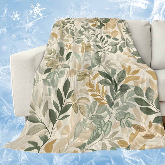Sage Green Yellow Botanical Cooling Blanket, Lightweight Breathable Summer Throw Blanket with Double Sided Cold Effect,Spring Summer Vintage Picnic Beach Blankets Bed Sheet for Hot Sleepers 40"x60"