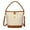 Brown, variant on Casual Luxurious Womens Fabric Small Bucket Bag Vintage PU Splicing Spacious Crossbody Shoulder Handbag Purse
