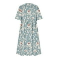 thumbnail image 5 of FAVIPT Summer Pocket Dresses for Women Elegant Floral Print Maxi Dress Short Sleeve Crew Neck Dresses Causal Fashion Pleated 2025 Dress Light Blue,XXL, 5 of 5