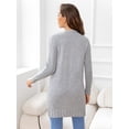 thumbnail image 2 of CALIPESSA Drop Shoulder Cable Knit Pocket Patched Casual Long Sleeve Grey Cardigan For Womens, 2 of 5
