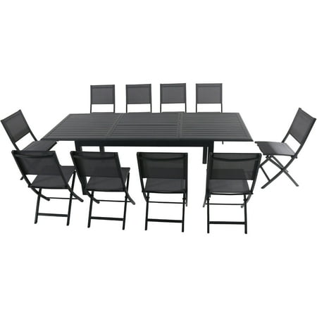 Cambridge Turner 11 Piece Expandable Dining Set With 10 Folding Sling Chairs And A 40 X 94 Table