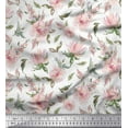 thumbnail image 1 of Soimoi White Cotton Duck Fabric Flower & Leaves Watercolor Printed Fabric 1 Yard 56 Inch Wide, 1 of 3