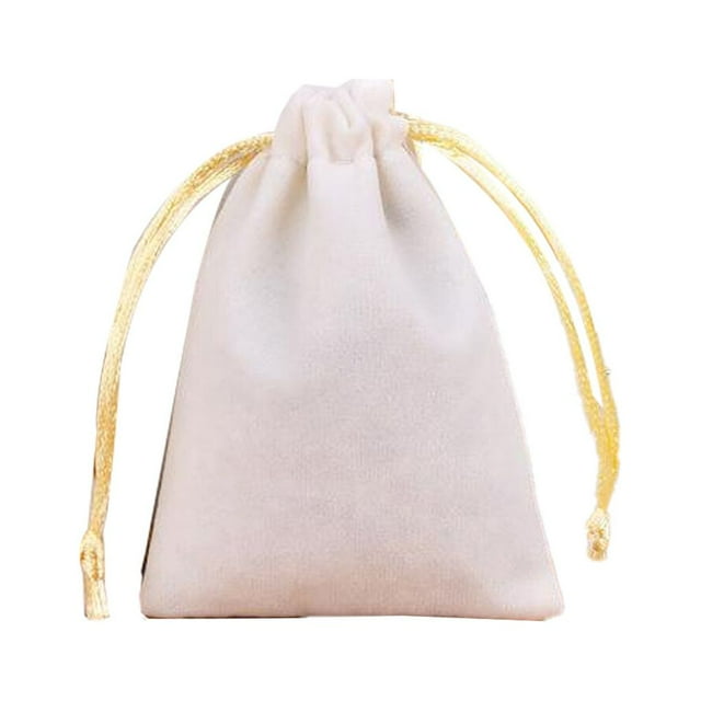 Jewellery Pouch Small Drawstring Bags Bracelet Packaging Display Goodies Presents Mobile Phone Storage Gifts Solid Pouches Beige-15*20