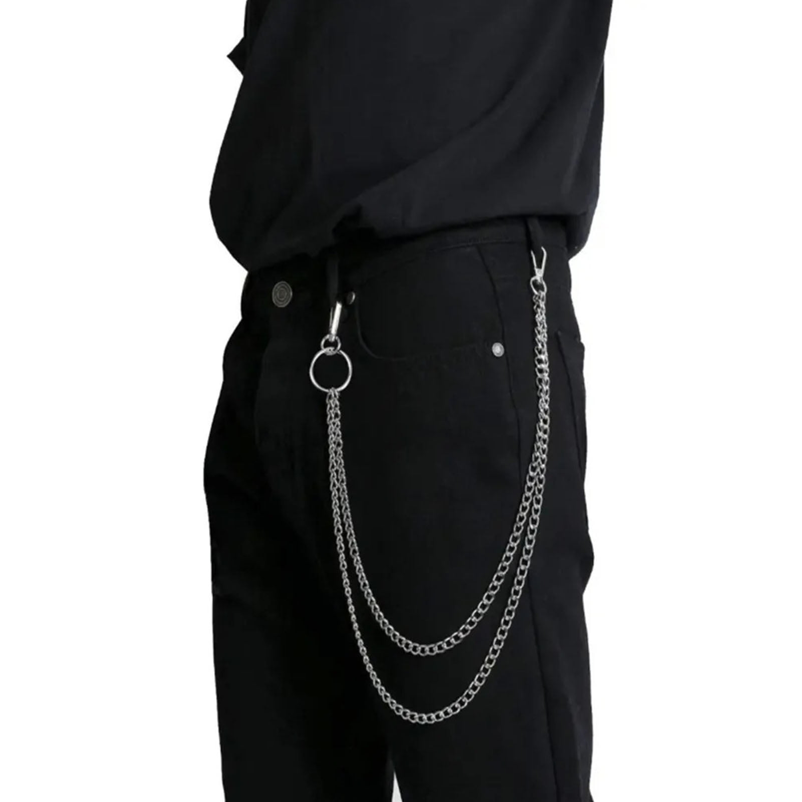 Cadena Para Pantalón Punk Unisex - Aleación Metálica, Estilo Hip-hop, Rock, Con Mosquetón, 70 Cm