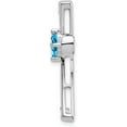 thumbnail image 2 of 14k White Gold Blue Topaz and Diamond Cross Chain Slide - 26.75mm, 2 of 6