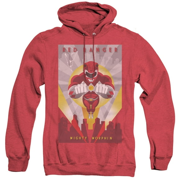 Power Rangers Red Deco Adult Heather Hoodie Sweatshirt Red
