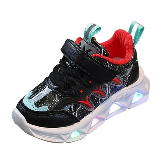 Xudanell Boys Dress Shoes Unisex Sneakers for Kids Light up Illuminating Shoes Boys Water Shoes Black