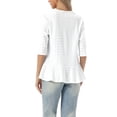thumbnail image 3 of INSPIRE CHIC Lightweight Cardigan for Women Summer 3/4 Sleeve Open Front Netted Knit Ruffle Cardigans Cover Ups S White, 3 of 6