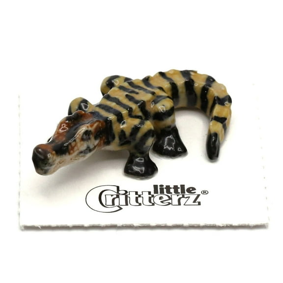 Little Critterz American Alligator Junior Collectible Sea - Hand-painted Home Decor Reptile Decorative Figurine - Miniature Porcelain Figurine