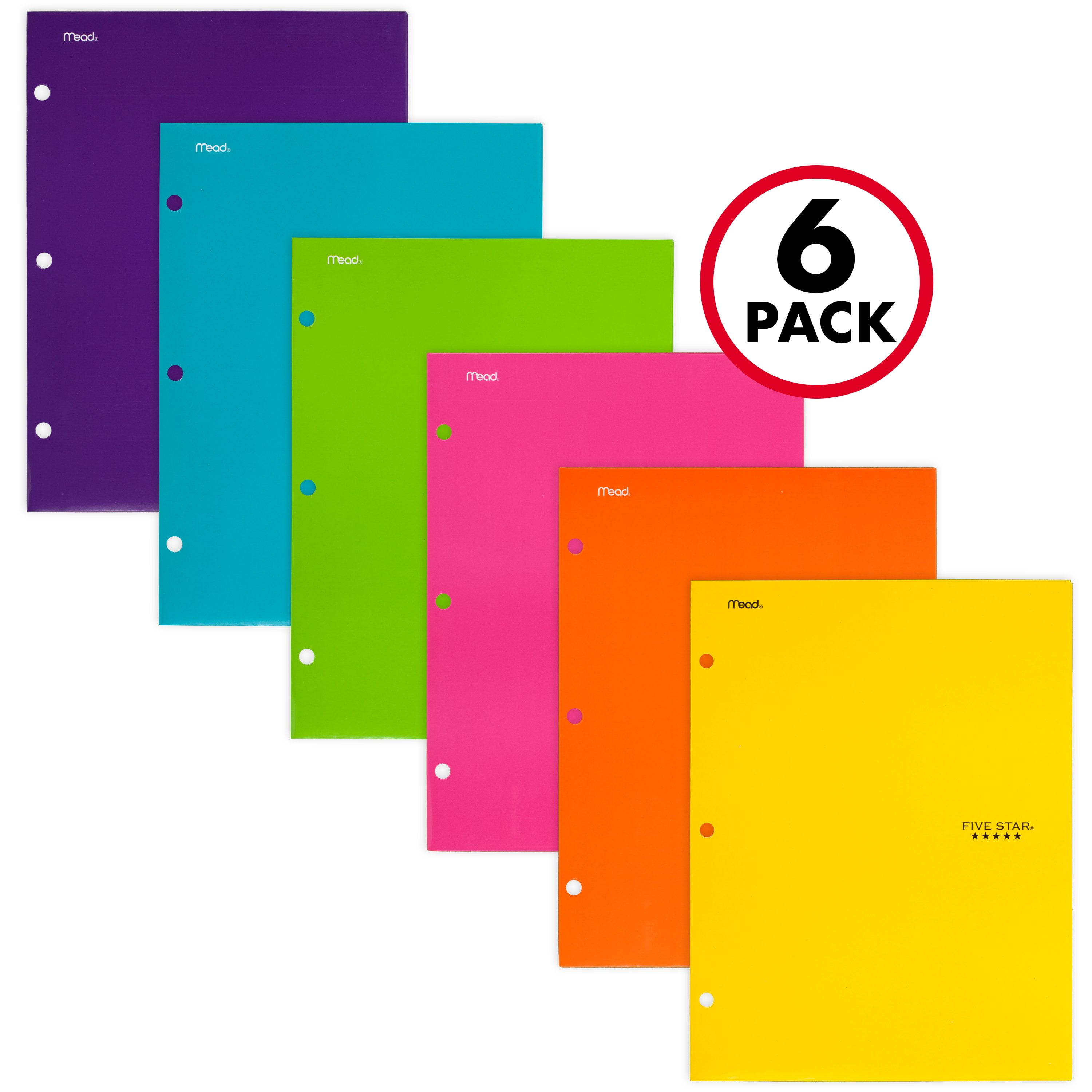 Five Star 4Pocket Paper Folder, Assorted Trend Colors, 6 Pack (38056