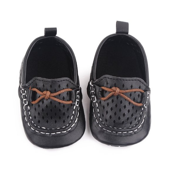 QUOTAY Baby Toddler Shoes Solid Color Soft Soled Non Mesh First Casual Shoes Cute Slippers Black，0-6 Months