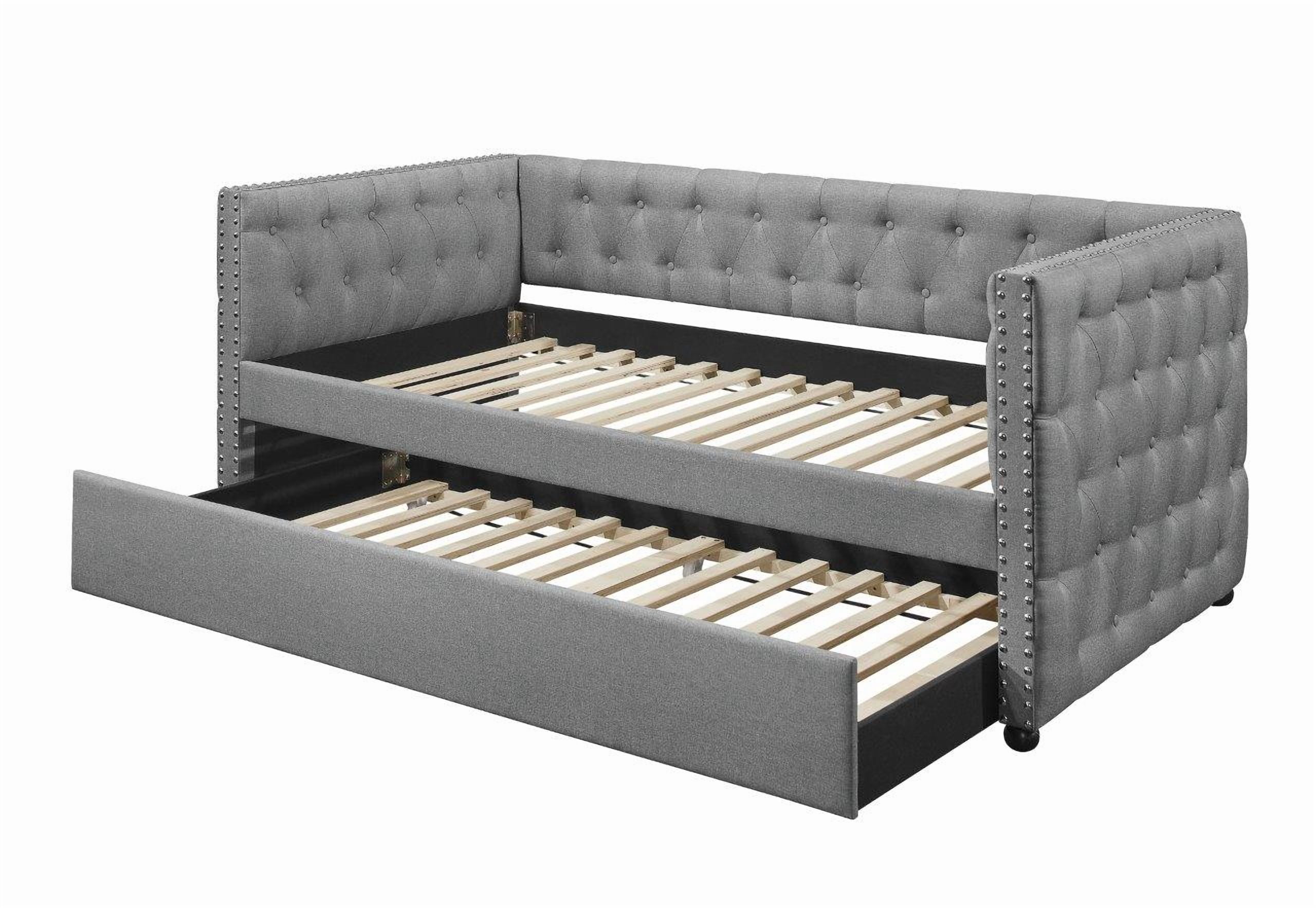Home Design Solace Twin Daybed – Light Gray Upholstered Frame with Storage-Ready Design