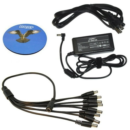 Dc Transformer Kit - HQRP KIT: 12V 5A 60W DC Power Supply Adapter Transformer plus 1 to 8 DC Power Splitter Cable Cord For CCTV Security Cameras System plus HQRP Coaster