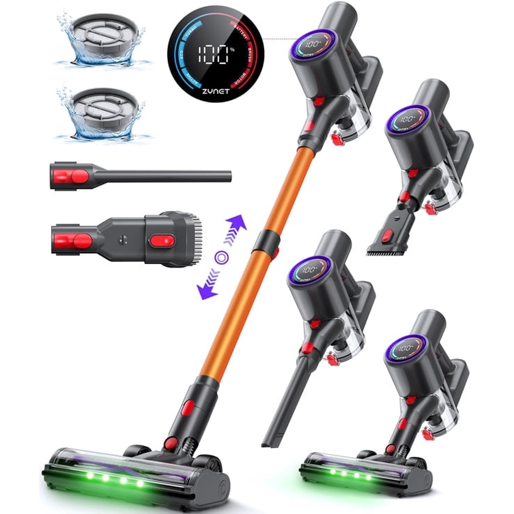 Cordless Vacuum Cleaner, 45KPA Stick Vacuum for Home, 40-Min Runtime, LED Display, Lightweight Self-Standing Vacuum for Pet Hair, Carpet, Hard Floor
