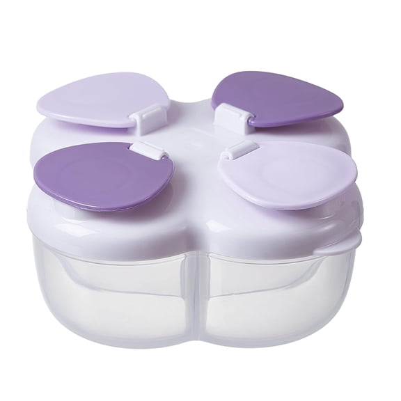 ACDANC Formula Dispenser No-Spill with Four Compartment, Infant Milk Powder Dispenser Portable on the Go, Kids Snack Formula Containers for Travel Hold Outdoor, Violet