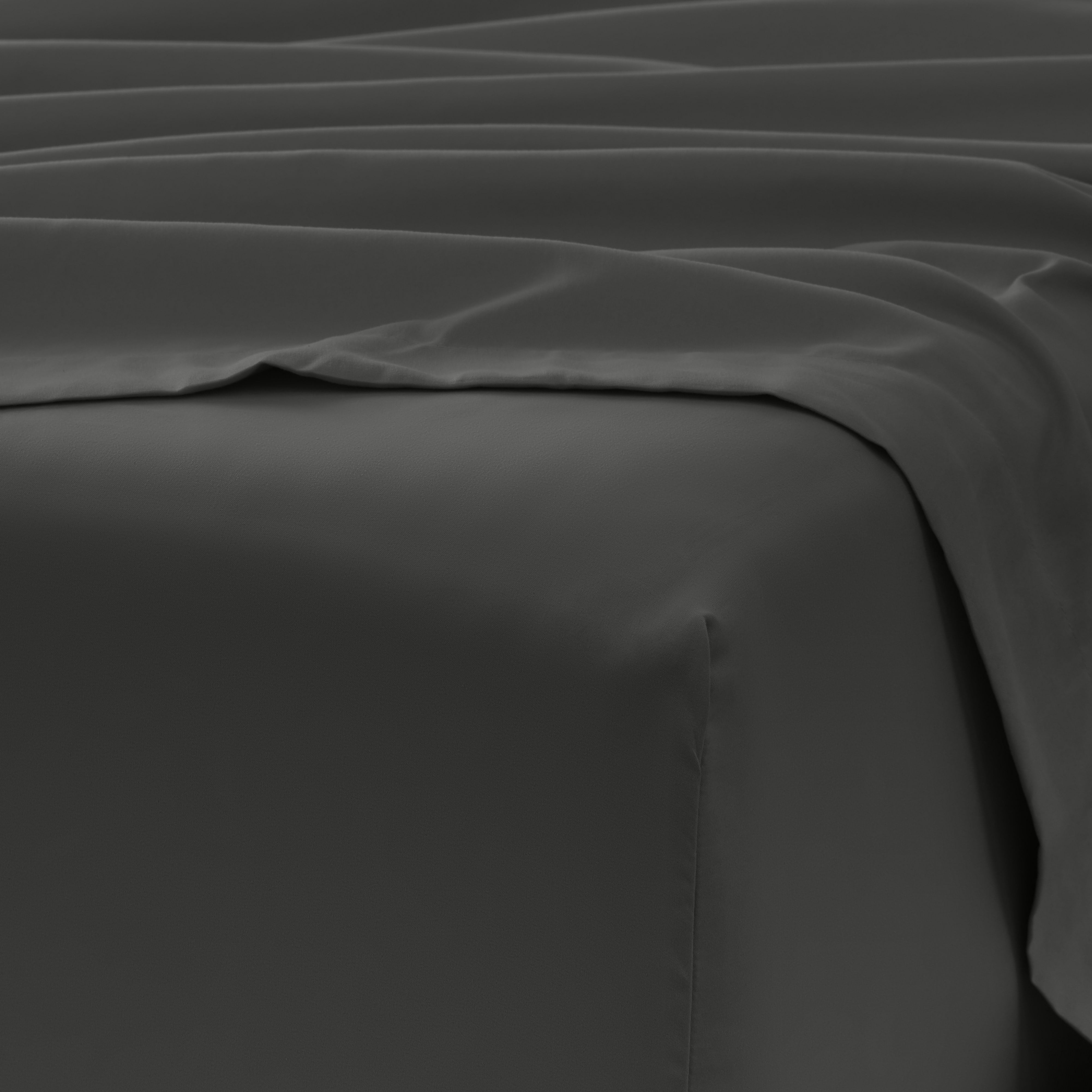 Twin Extra Long, Gray Solid Microfiber 6 Piece Bed Sheet Set, by Noble Linens