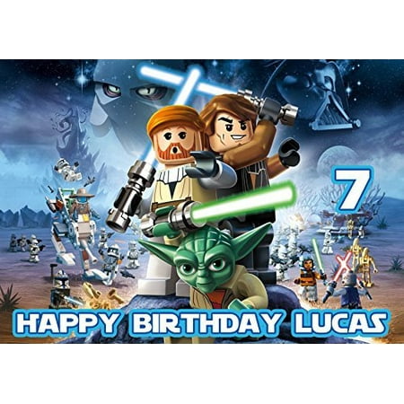 Star Wars Lego Edible Cake Topper Personalized Birthday 1 4 Sheet