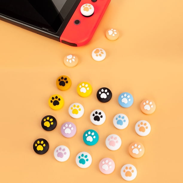 Gwong Electrónica 4pcs gato pata joystick thumb stick agarre tapa para el conmutador de NS Lite Controlador de juegos