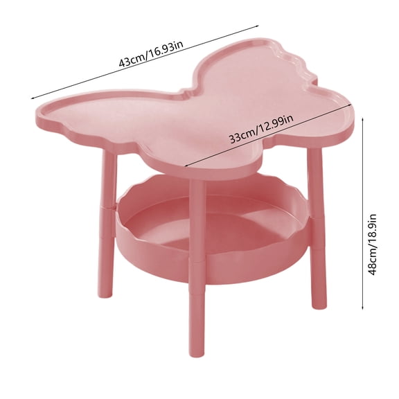Cloud Shape 2-Tier Side Table with Storage Tray , Modern Cute End Table for Living Room Bedroom Nursery , Minimalist Accent Table Nightstand with Open Shelf , Cute Cloud Furniture for Kids Room