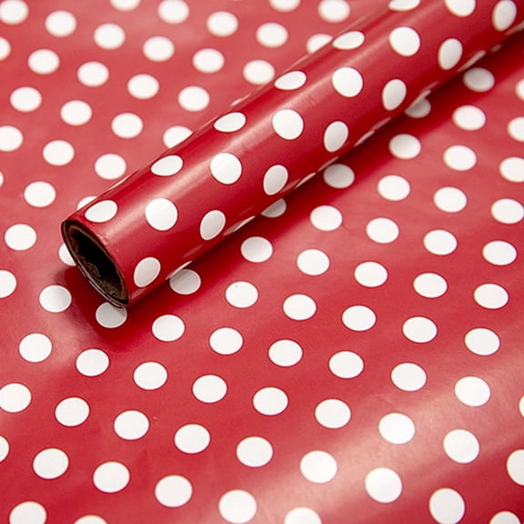 QIDITONG 3pcs Christmas Floral Paper Roll Holiday Tissue Paper Dot Wrapping Paper Book Packaging Paper for Christmas Birthday Baby Shower Party Favors