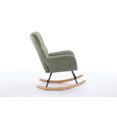 thumbnail image 6 of Green Teddy Fabric Rocking Chair with High Backrest, 35.5" Nursery Glider with Solid Wood Legs for Bedroom & Living Room Five, 6 of 6
