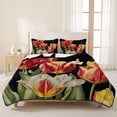 thumbnail image 3 of Queen Quilt Set 90''x96'', Luxury Tulip Floral Lightweight Bedspread Coverlet Set with 2 Pillow Shams, Farmhouse Vintage Botanical Flowers Breathable All Season Quilt Bedding for Bedroom/Guest Room, 3 of 9