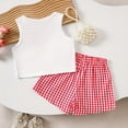thumbnail image 5 of KPOPLK Toddler Girl Clothes Infant Summer Outfits Baby Ruffle Tank Top Loose Short Sleeveless Kid Baby Girls' Clothing(4-5 Years,Red), 5 of 7