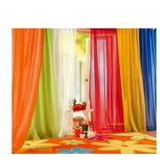 6 Piece Rainbow Sheer Window Panel Curtain Set Blow Out Pprice Special!!!! Lime, Orange, Red, White, Bright Yellow, Navy