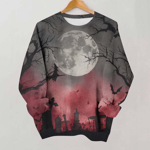Meichang Oversized Sweatshirt Women Halloween Crew Neck Sweatshirt Cute Halloween Graphic Sweatshirts Long Sleeve Fall Pullover Tops