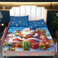 thumbnail image 6 of Jeiento Christmas Santa Snowman Print Bedding Bundle, 2 Matching Pillow Covers + Deep Pocket Bed Fitted Sheet, Soft Breathable 3-Piece Bed Linen Set for Holiday Bedroom, Full Size, 6 of 7