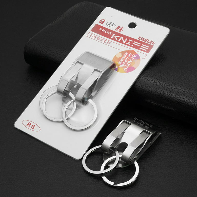 Dongzhur 4 Pcs Belt Key Holder Clips, Stainless Steel Security Belt Clip Keychain, Quick Release Clip-On Holder with Detachable Key Ring, Heavy Duty