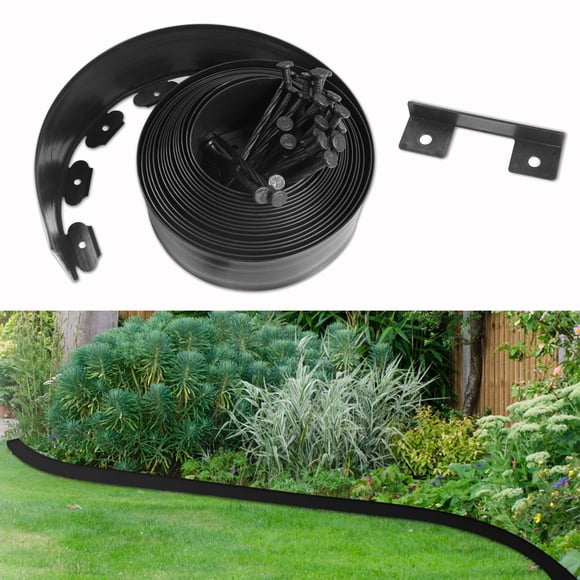 Garden Edging No Dig 2 inch Tall 33FT Landscape Edging with 30 Spikes, Garden Border for Landscaping, Lawn, Flower Beds, Grass and