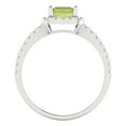 thumbnail image 4 of 1.86ct emerald cut green natural peridot 18k white gold halo Bridal Wedding Engagement Promise Anniversary Ring for Women size 3.5, 4 of 7