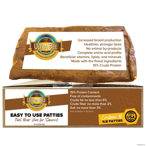 Patties sustitutos de polen de abeja Mann Lake Ultra Bee, 4,5 kg, EE. UU.