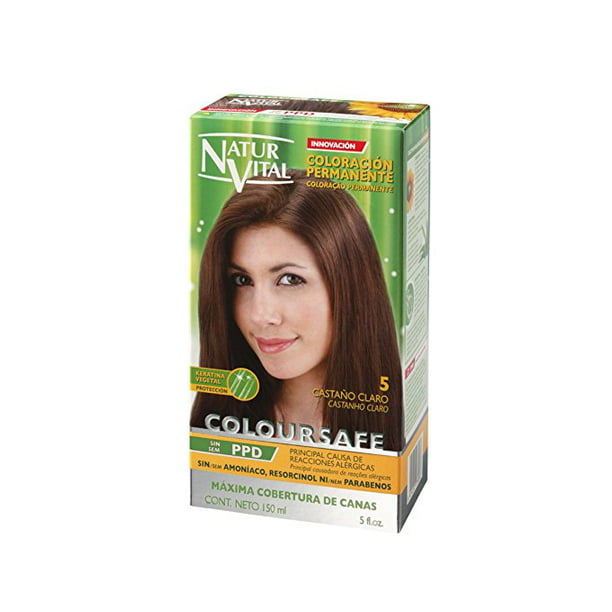 Natur Vital Permanent Hair Dye, Permanent Hair Color. Coloursafe, No  Ammonia,PPD, Resorcinol or Parabens (~5 Light Chestnut) 