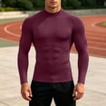 thumbnail image 2 of Men Solid Color Neck Compression Long Sleeve Shirt, Slim Fit Stretchy Athletic Base Layer Top for Gym Running Workout Daily Casual Wear(,XXL), 2 of 6