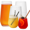 thumbnail image 2 of 48 Pack Ribbed Origami Ripple Plastic Glasses, 24 9 Ounce Stemless Champagne Flutes & 24 12 Ounce Cups, BPA-Free Disposable Shatterproof Toasting Glasses for Weddings, Bars, and Events, 2 of 6