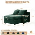 thumbnail image 3 of Aukfa 49" Chaise Lounge Oversized Corduroy Sofa Plush Chair Bed w/ 3 Pillows for Living Room, Green, 3 of 10
