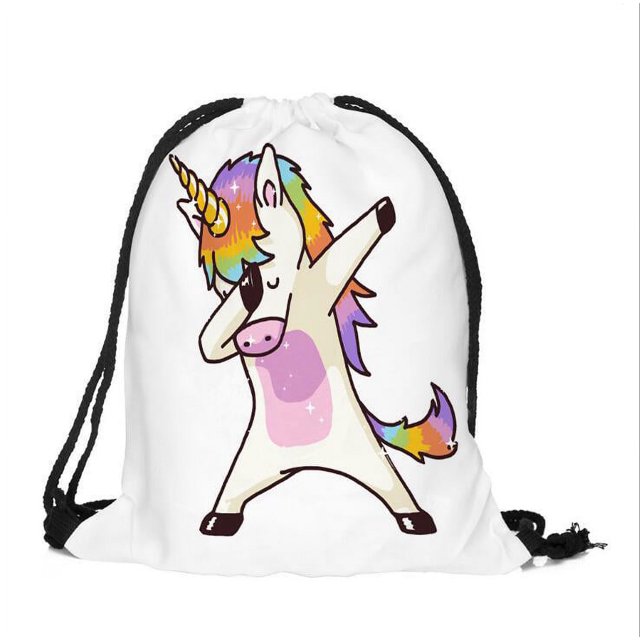 Unicorn Cute Dabbing Funny Dab Dance Print Mochila con cordón, Sackpack String Bag Cinch Nylon resistente al agua Bolsa de playa para gimnasio Compras Deporte Yoga Ormromra LRWJ383-1