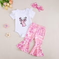 thumbnail image 2 of mgoYE Cowgirl Outfits for Girls Toddler Baby Short Sleeve Shirts Flared Pants Headband Set 3pcs ​Western Summer Clothes(Pink,3-6 Months), 2 of 7