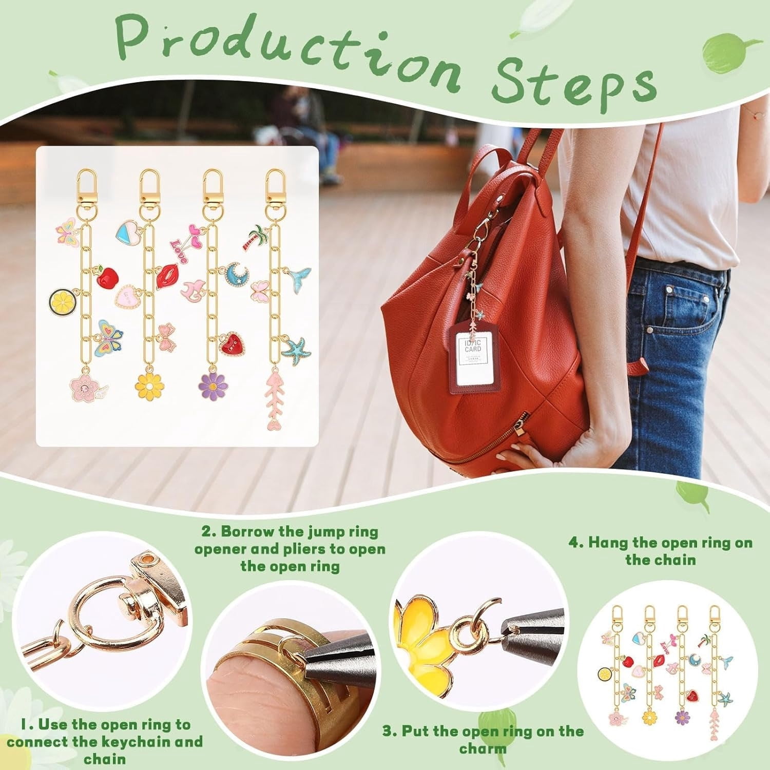 189 Pcs Keychain Making Kit, Gold DIY Jewelry Craft Kit with Charms Jump Rings Lobster Clasps Extender Chains Pliers, Keychain Supplies for Custom Gifts Bag Charms Accessories