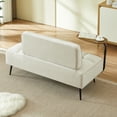thumbnail image 4 of GZXS 54" Velvet Upholstered Bench with Cushioned Backrest and 360° Rotating Side Table, Modern 2-Seater Sofa Bench for Bedroom, Living Room, Beige, 4 of 10