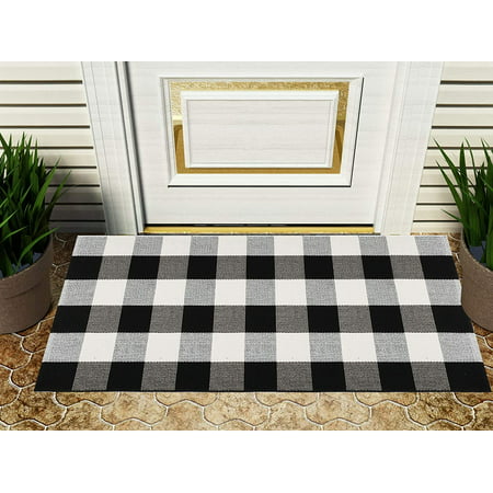 Famibay Buffalo Plaid Door Mat Outdoor, Front Porch Rugs For Fall