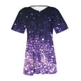 thumbnail image 4 of Jacenvly new plus size womens clothes Fashion Women Casual Print Loose Short Sleeve Top Blouse Pullover breathable Floral Ruffle Trim Flouncev neck t shirts t-shirts womens summer Purple, 4 of 5