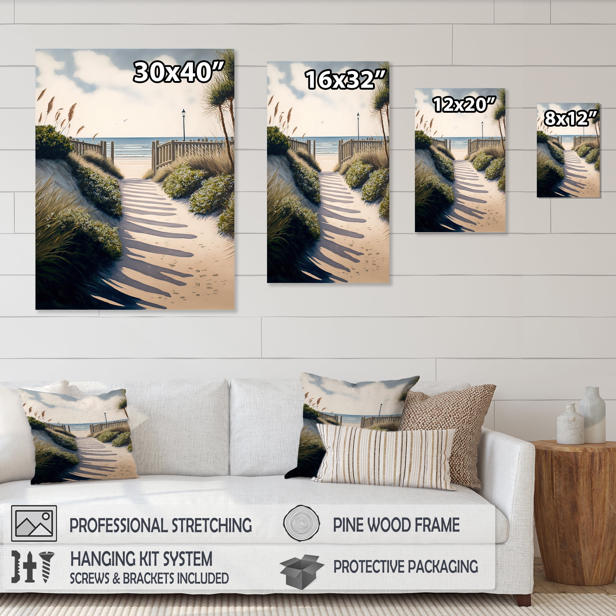 Designart Path To The Beach V Canvas Wall Art