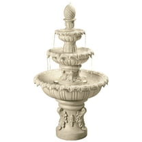 Ibiza 46" High Large Italian Outdoor Decor Sand Stone Floor Fountain with Light LED 3-Tier Outside Garden Patio